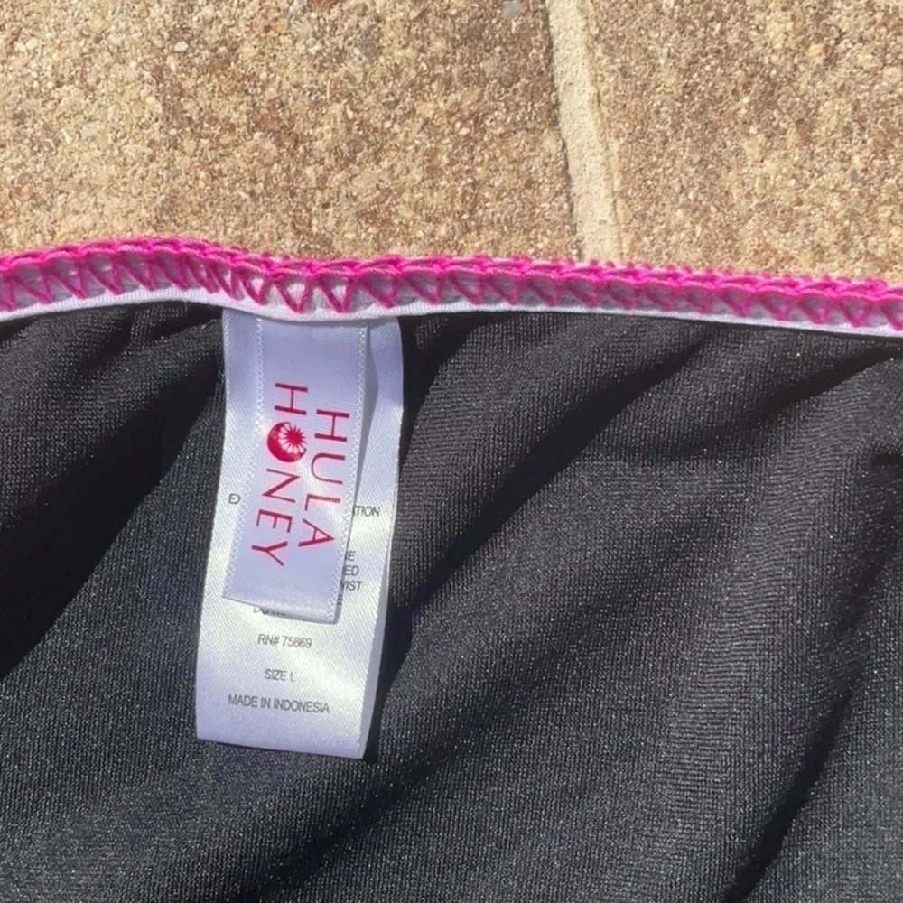 Hulu honey bikini bottoms black with pink yellow & blue stitching - Picture 4 of 4